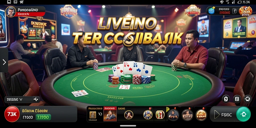 Screenshot dari gameplay Live Casino menunjukkan interaksi dealer langsung.