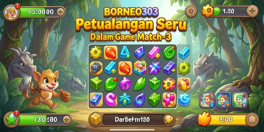 Screenshot gameplay <strong>BORNEO303</strong> menampilkan aksi seru dari tantangan Match-3.