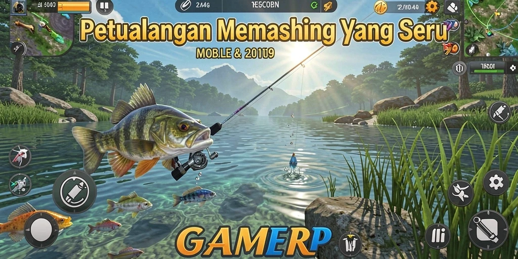 Screenshot utama GAMERP menampilkan gameplay memancing yang seru.