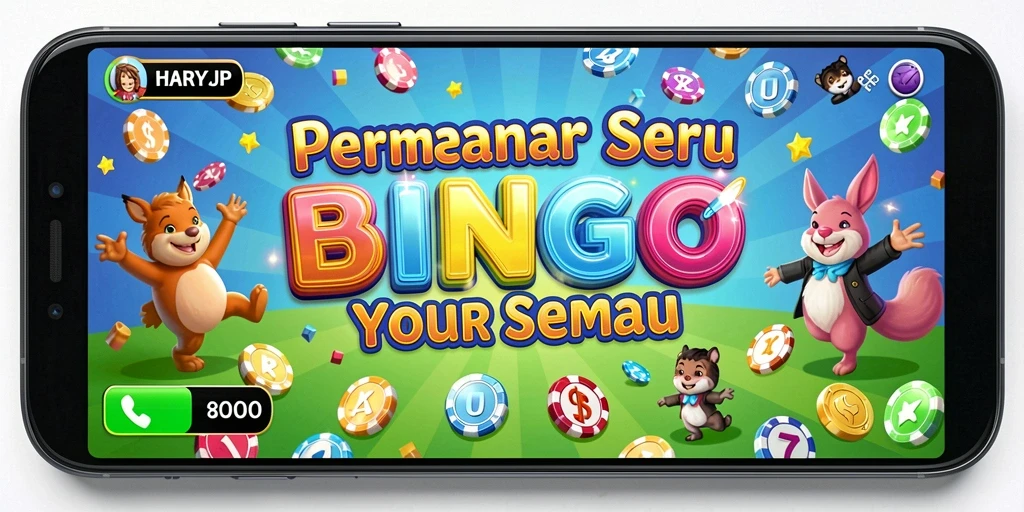 Tampilan gameplay HARAPJP yang penuh warna dan menarik.