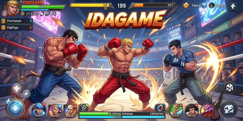 Tangkapan layar gameplay IDAGAME yang menunjukkan aksi pertarungan intens.