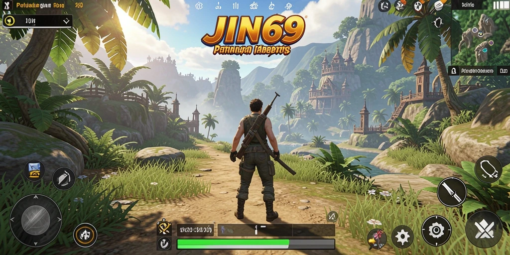 Tampilan gameplay JIN69 yang menakjubkan di dunia terbuka.
