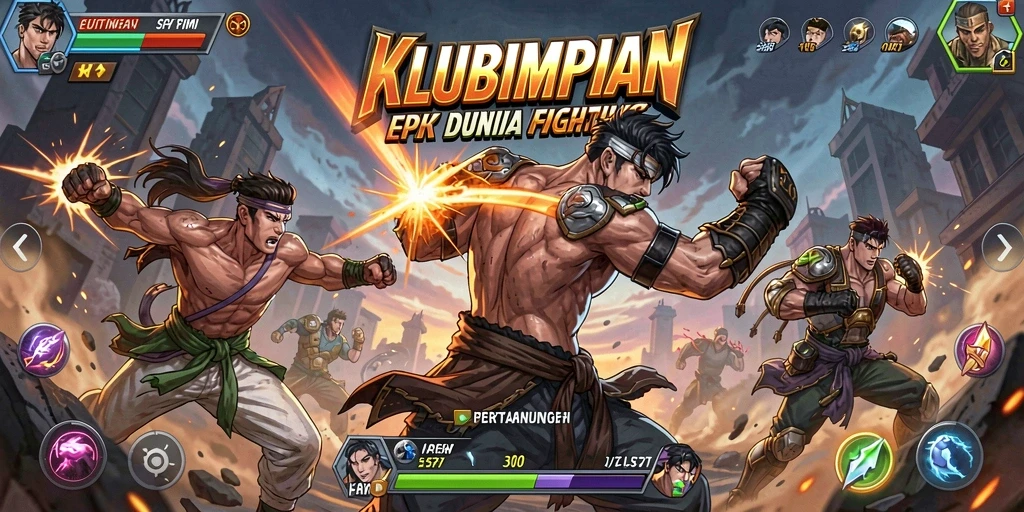Screenshot gameplay KLUBIMPIAN menampilkan pertarungan seru dengan karakter yang kuat.