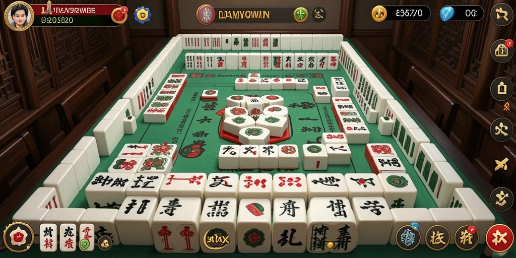 Screenshot LAVOWIN menampilkan gameplay Mahjong yang seru.