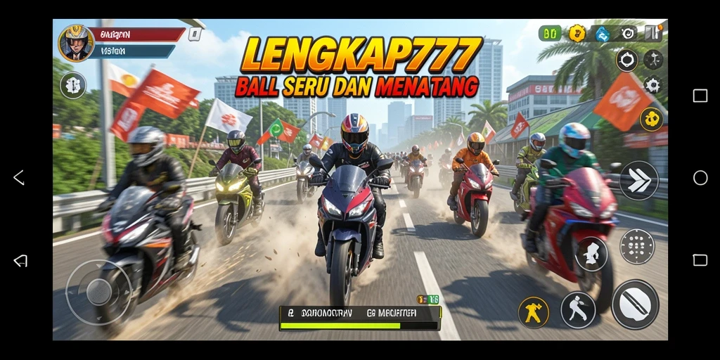 Gameplay LENGKAP777 yang mendebarkan dan menantang dengan motor balap.
