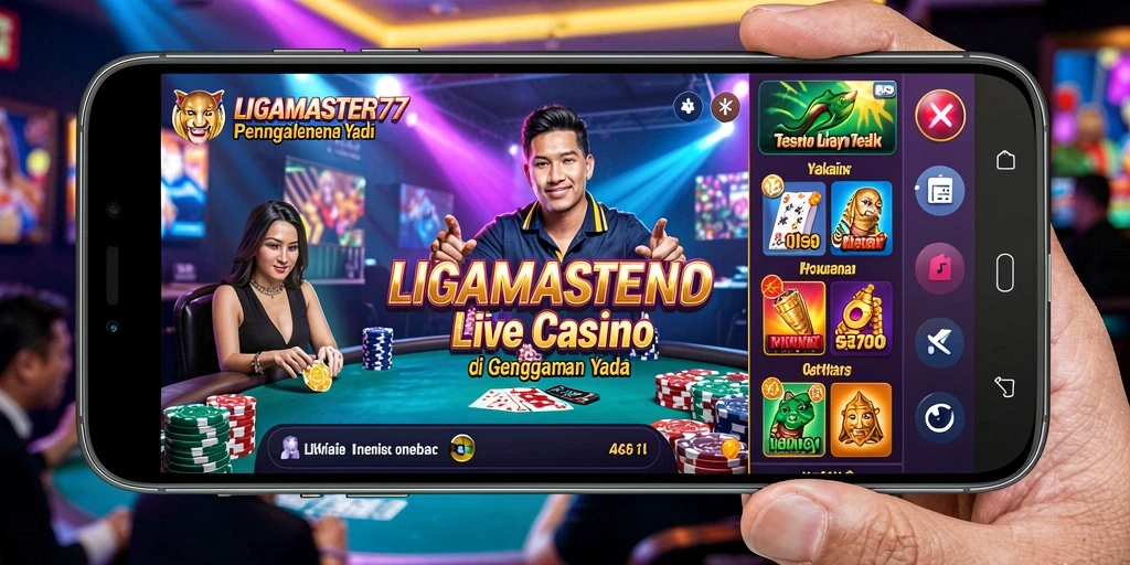 Tampilan gameplay Live Casino di LIGAMASTER77 dengan dealer langsung.