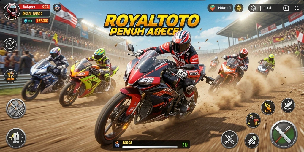 Gameplay seru ROYALTOTO dengan balapan motor yang mendebarkan.