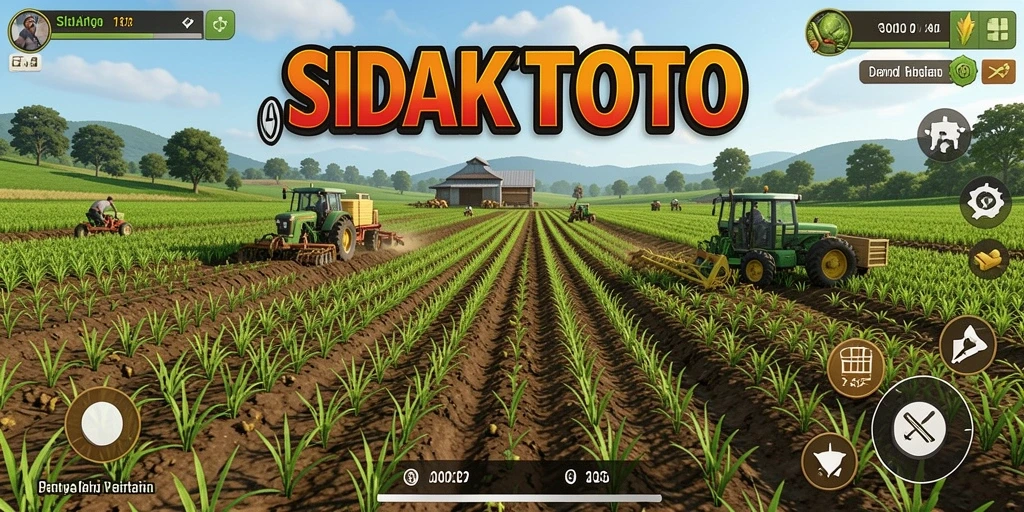 Tangkapan layar utama SIDAKTOTO memperlihatkan ladang yang subur dan kegiatan bercocok tanam.
