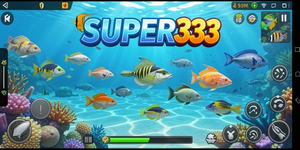 Tampilan gameplay SUPER33 yang seru dengan menembak ikan.