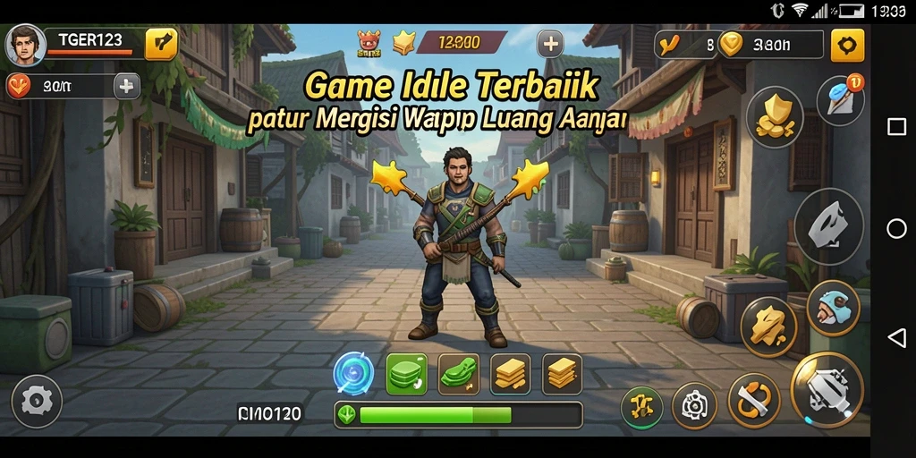 Screenshot gameplay TGER123 yang menampilkan kemajuan Idle yang menarik.