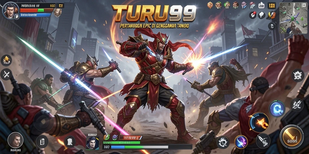 Tampilan mendebarkan gameplay Fighting TURU99 dengan aksi seru.