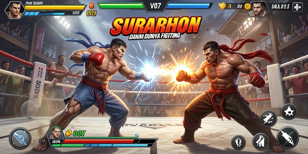 Screenshot gameplay V07 menampilkan pertarungan epik dengan grafis menawan.