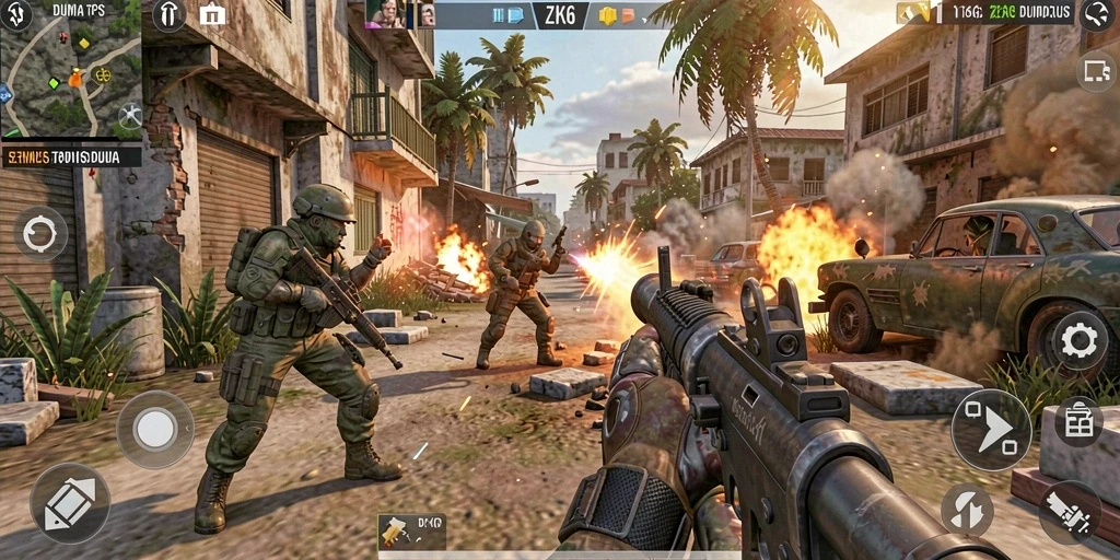 Screenshot utama ZK6 menampilkan aksi seru gameplay TPS.