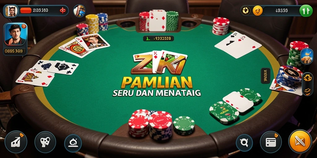 Screenshot gameplay menarik dari ZK7 yang menunjukkan aksi Poker.